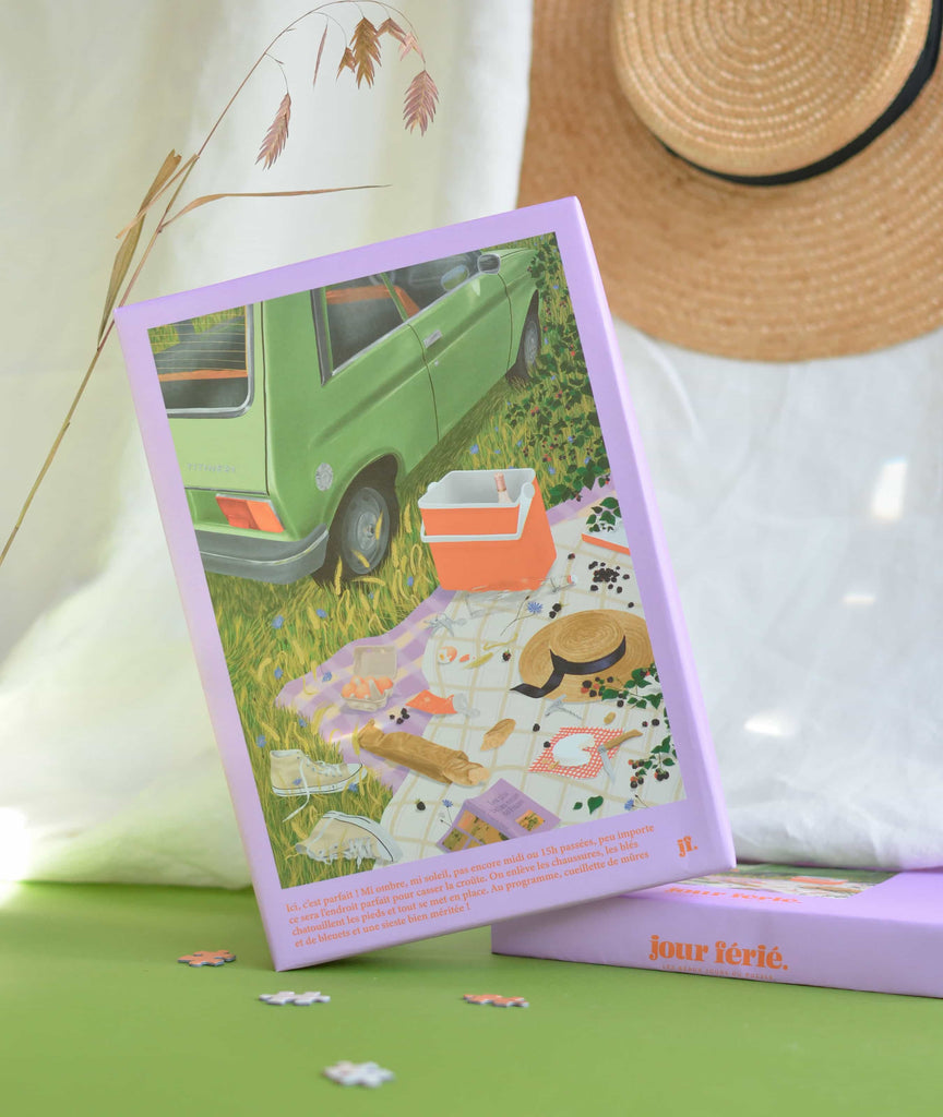 puzzle 1000 pièces made in france pique-nique voiture-4