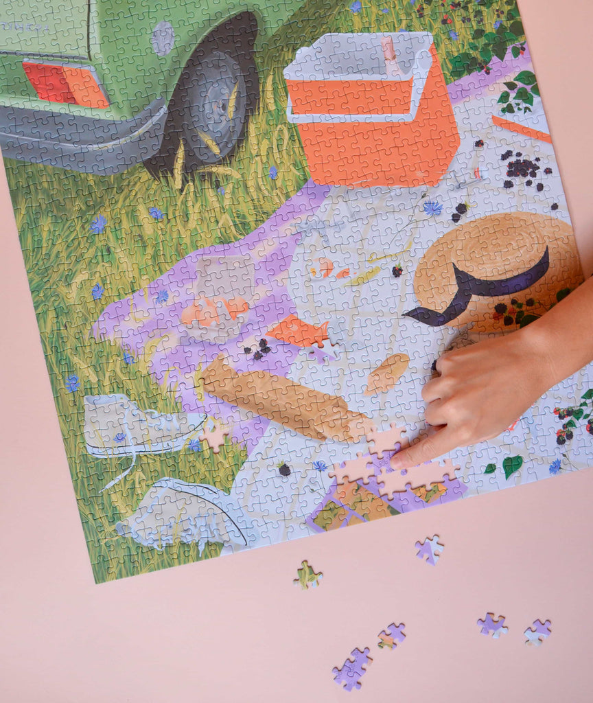 puzzle 1000 pièces made in france pique-nique voiture-5